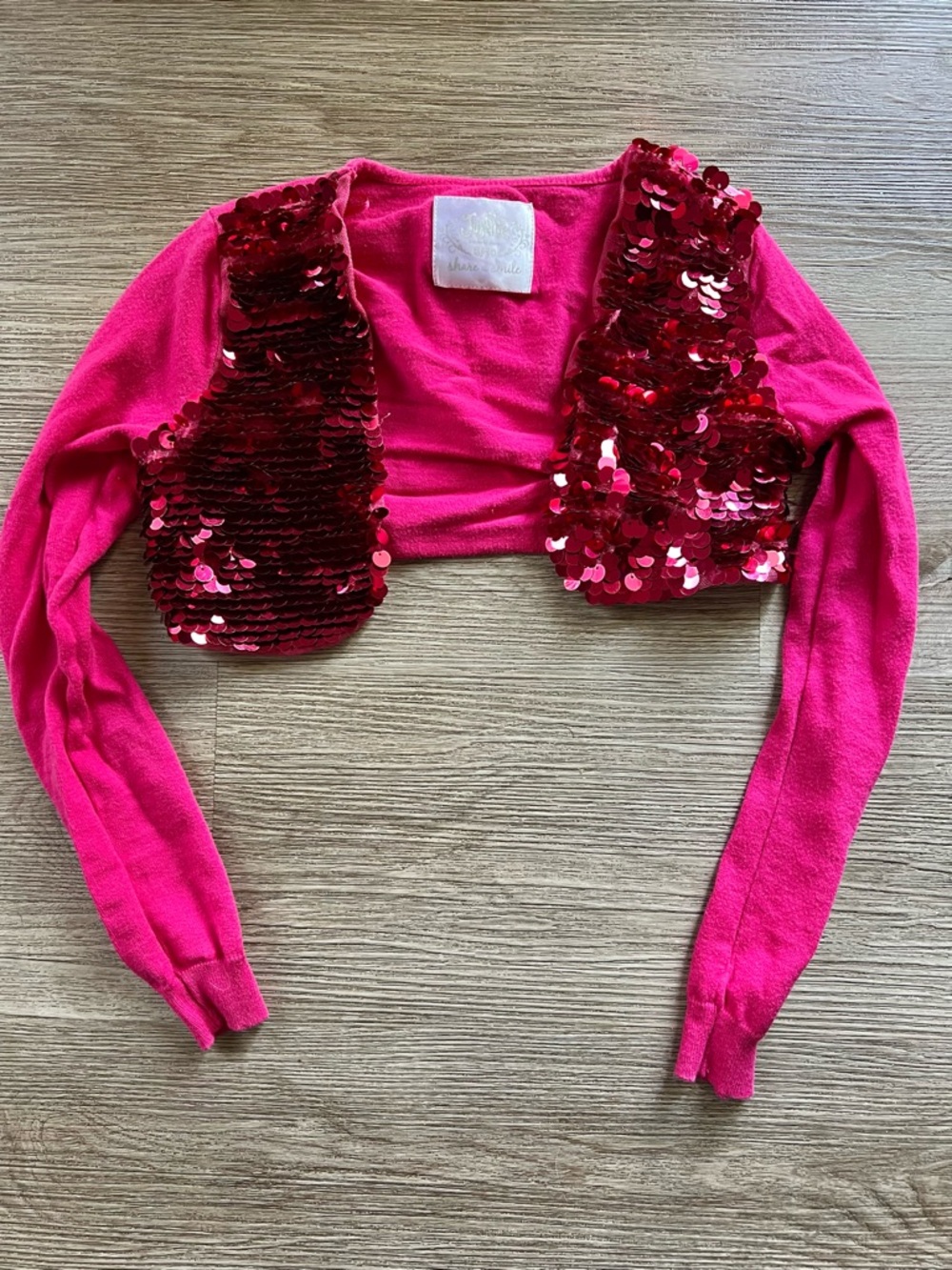 Kids 8/10 Hot Pink Sequin Barbiecore Cropped Long Sleeve Bolero Justice